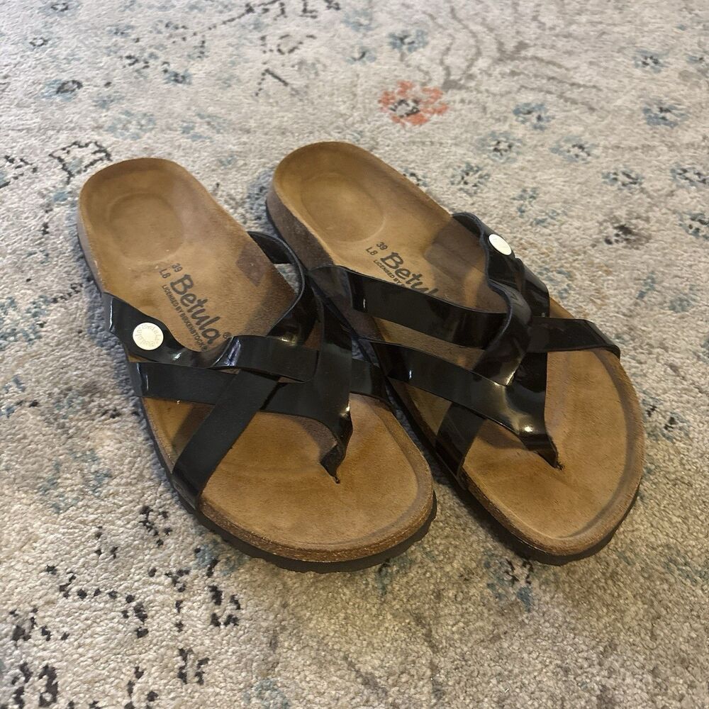 Betula by Birkenstock Vinja Brown Patent Sandals EU 39L US 8